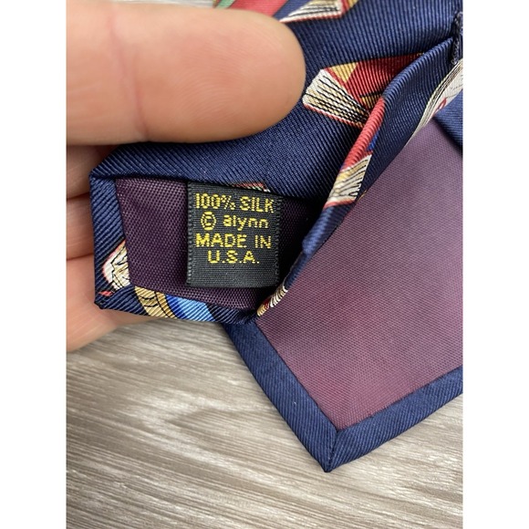Alynn Neckwear Men's Vintage School "Required Reading " 100% Silk Tie Blue - Picture 6 of 6